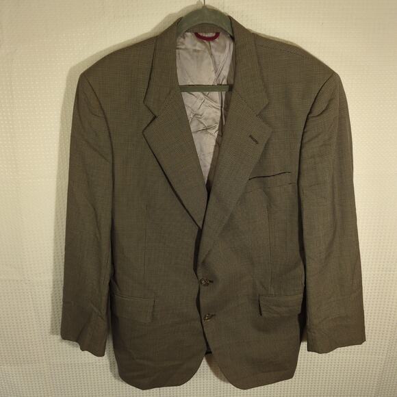 Jos A Bank 44R Wool Blazer Mens Houndstooth Check Sport Coat Jacket USA Made - Picture 1 of 6